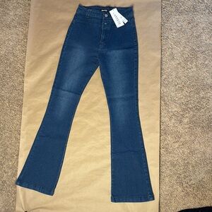 NWT Blue Flare Wide Leg Jeans with High Waist Small